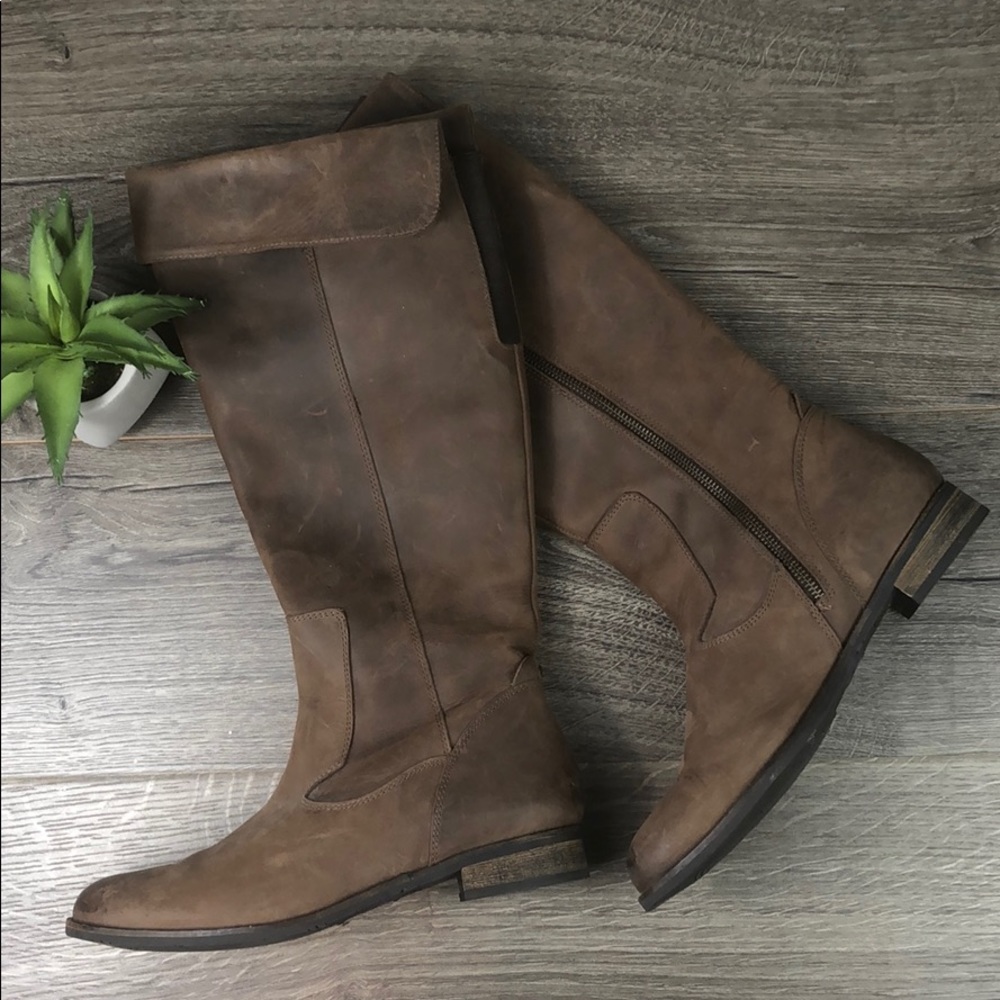 Clarks Brown Leather Knee-High Riding Boots